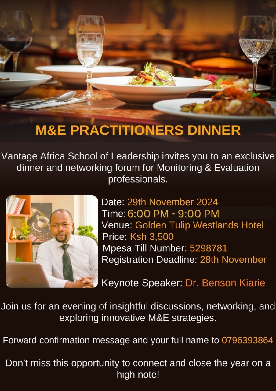 YOU ARE INVITED TO A MONITORING AND EVALUATION PRACTITIONERS DINNER- GOLDEN TULIP WESTLANDS 