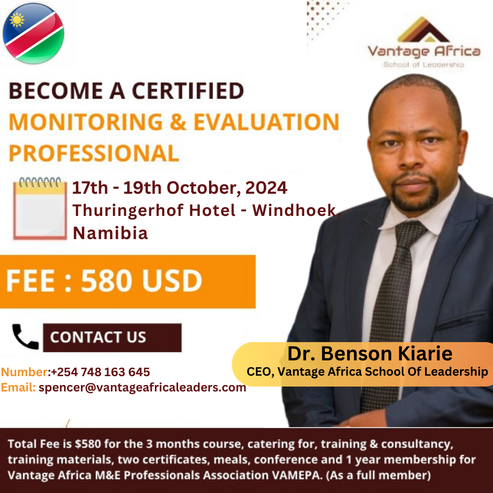 Become a Certified Monitoring and Evaluation Professional - Namibia Training.