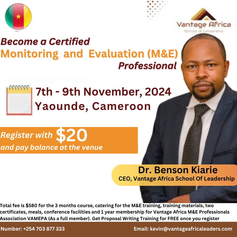 Become a Certified Monitoring and Evaluation Professional- Cameroon Training