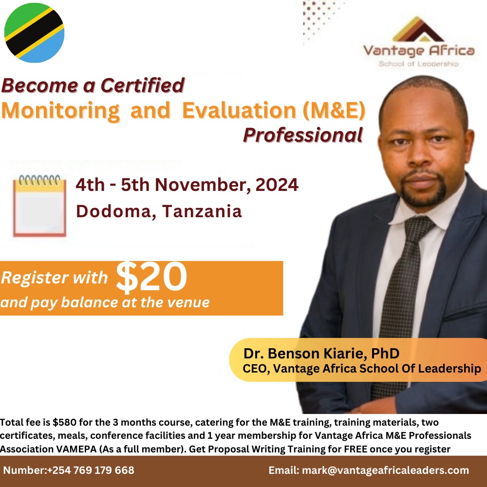 Become a certified monitoring and Evaluation Professional- Dodoma Training 