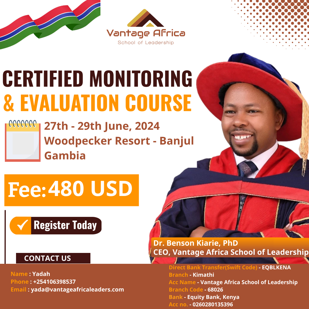 BECOME A CERTIFIED MONITORING AND EVALUATION PROFESSIONAL GAMBIA TRAINING