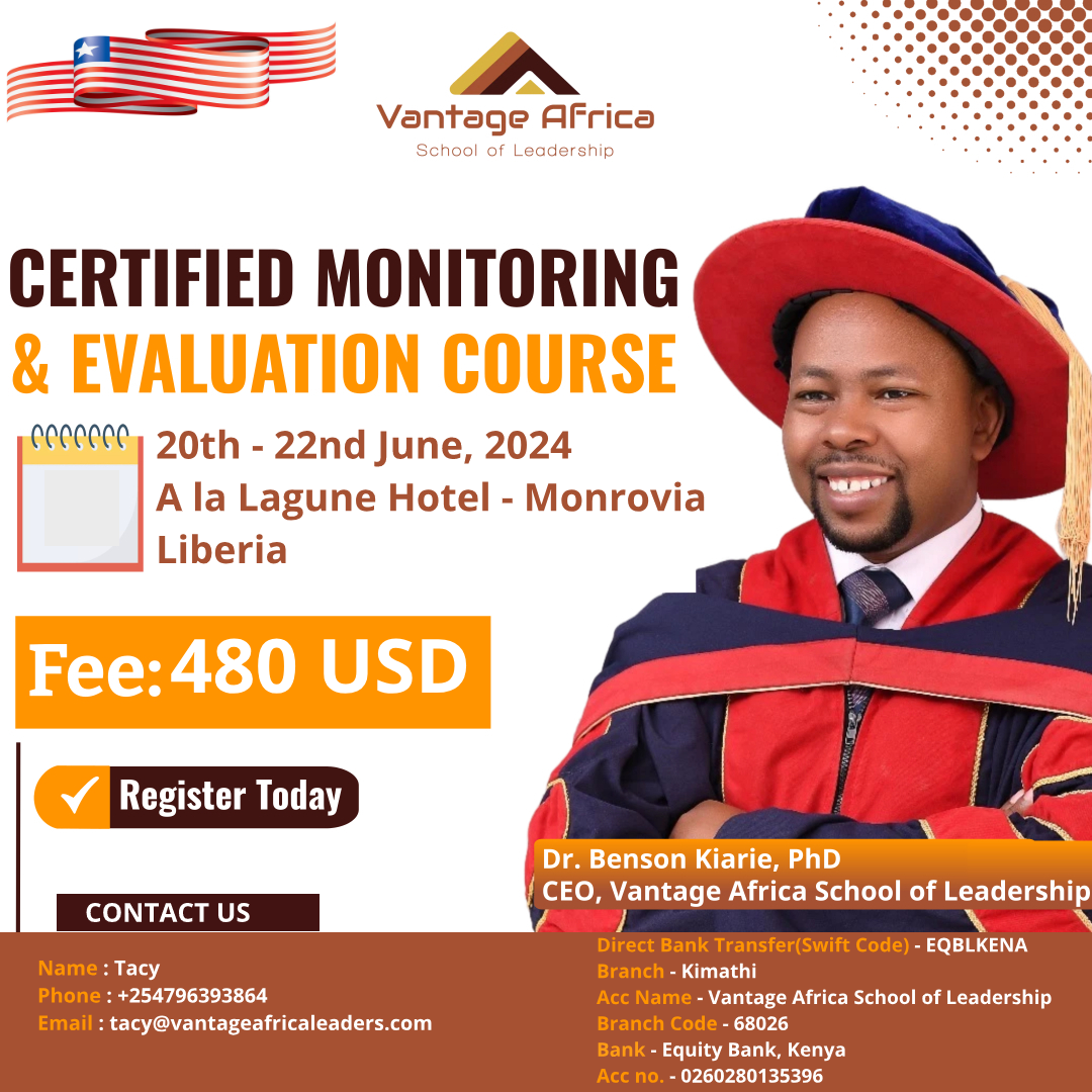 BECOME A CERTIFIED MONITORING AND EVALUATION PROFESSIONAL _LIBERIA TRAINING
