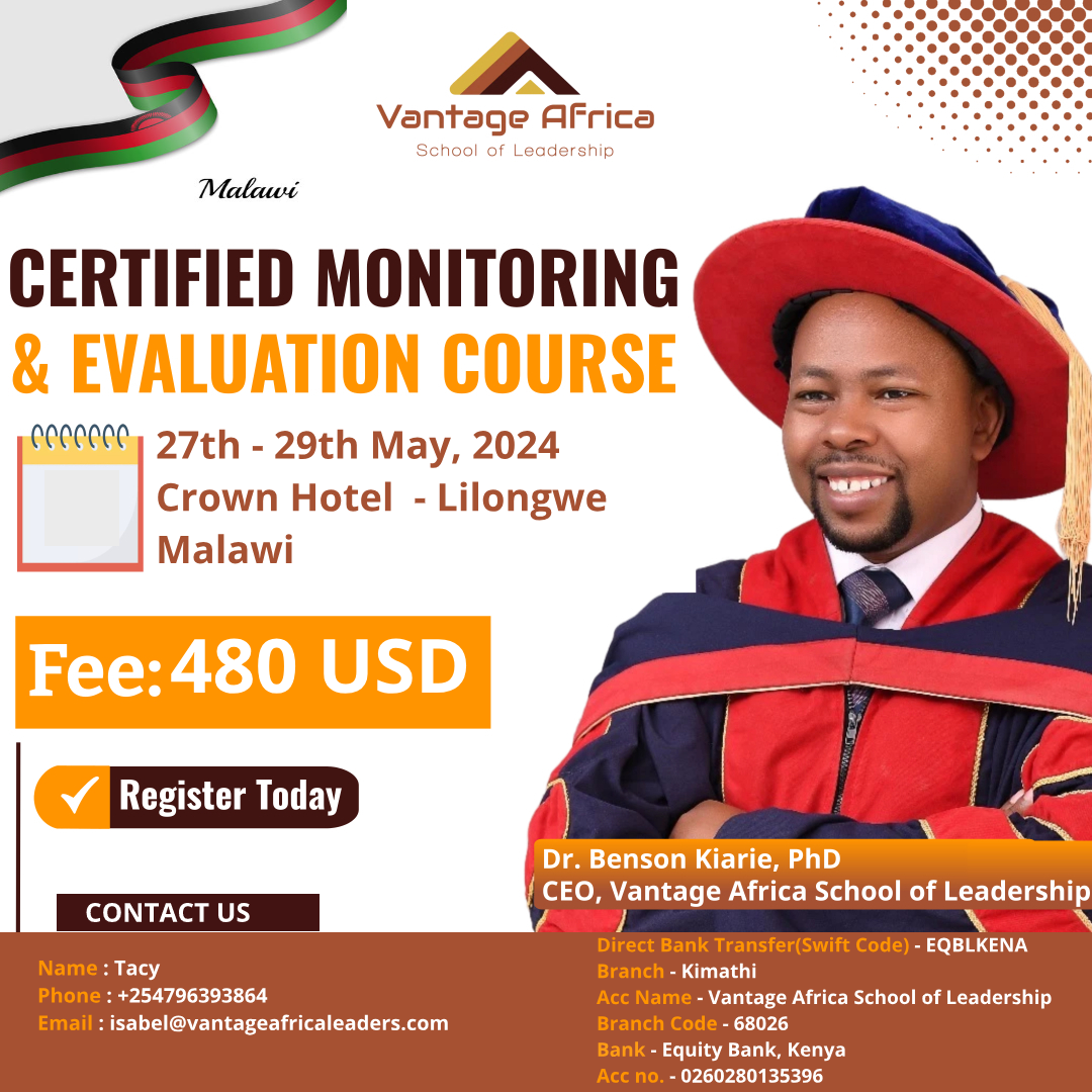 BECOME A CERTIFIED MONITORING AND EVALUATION PROFESSIONAL-  MALAWI TRAINING