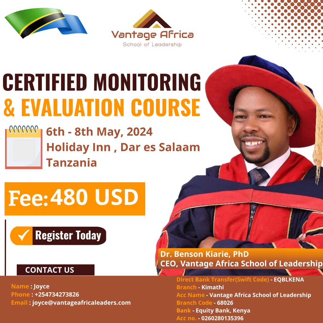 BECOME A CERTIFIED MONITORING AND EVALUATION PROFESSIONAL-  TANZANIA TRAINING