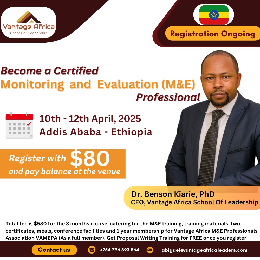 Become a Certified Monitoring and Evaluation Training - ETHIOPIA Training.