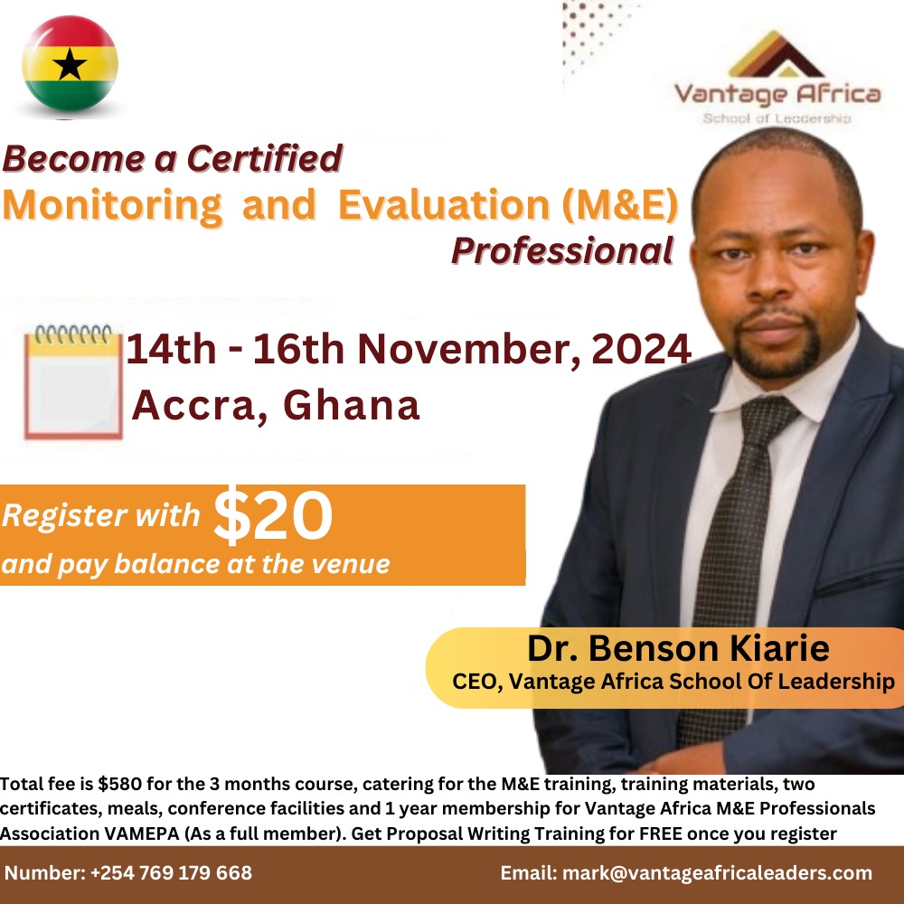 Become a Certified Monitoring and Evaluation Training - Ghana Training.