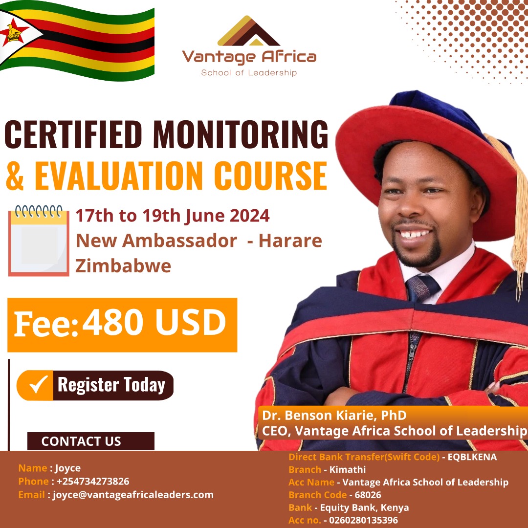 BECOME A CERTIFIED MONITORING AND EVALUATION PROFESSIONAL- ZIMBABWE  TRAINING