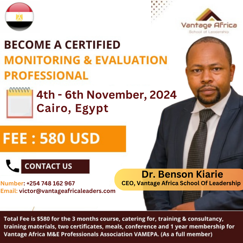 Become a Certified Monitoring and Evaluation Training - Egypt Training.