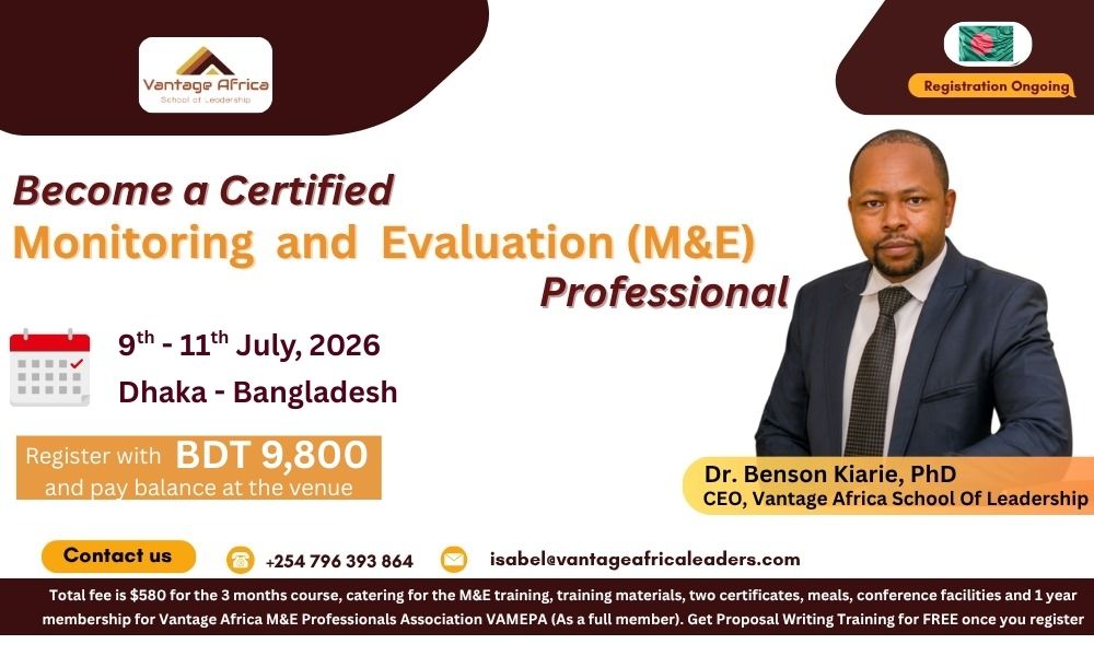 Monitoring and Evaluation Training in Dhaka, Bangladesh (9th to 11th July)