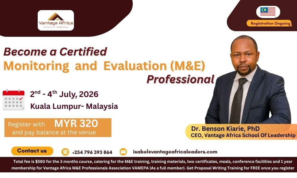 Monitoring and Evaluation Training in Kuala Lumpur, Malaysia (2nd to 4th July 2026)